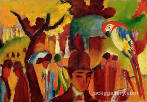 Small Zoological Garden in Brown and Yellow, August Macke painting